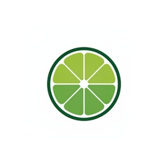 A simple, graphic illustration of a fresh green lime slice with a dark green rind and segmented interior.