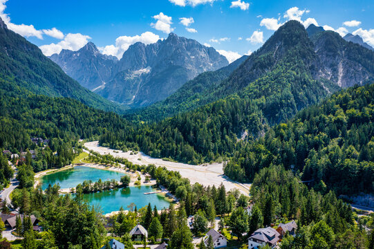 Jasna lake with beautiful mountains. Nature scenery in Triglav national park. Location: Triglav national park. Kranjska Gora, Slovenia, Europe. Mountain lake Jasna in Krajsnka Gora, Slovenia.