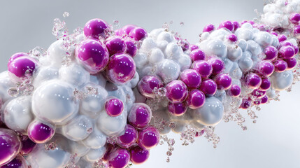 Detailed 3D molecular view of sugar molecules with glossy purple and white spheres