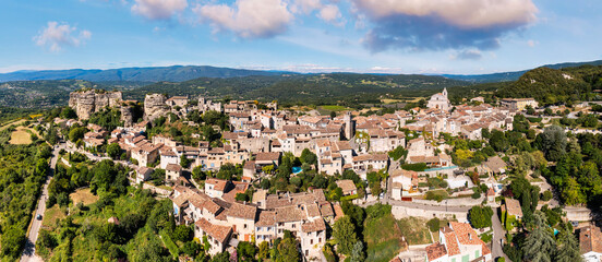 View of Saignon village in France, discover the stunning architecture of the ancient Saignon village in southern France. Provence, Vaucluse, France.