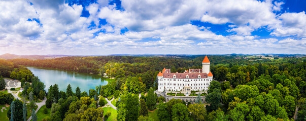 Magnificent Konopiste castle sits in Beneov, Central Bohemian, Czech Republic, Explore the stunning architecture of the Konopiste castle in Beneov, Central Bohemian, Czech Republic.