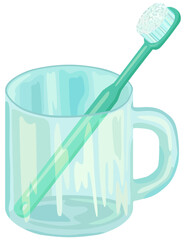 透明なコップと歯ブラシのイラスト ベクター素材