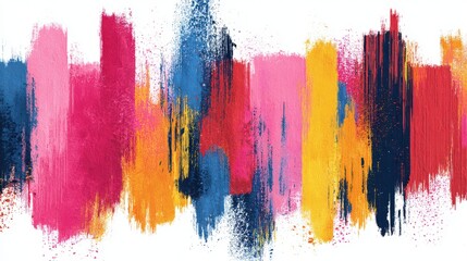 this abstract artwork features a vibrant display of bold vertical brushstrokes in shades of red blue pink yellow and orange creating a dynamic composition high quality