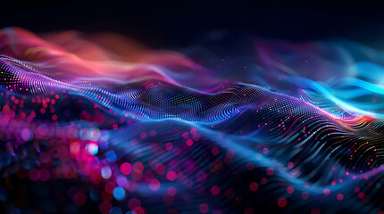 Conceptual visualization of a glowing human brain made of digital lines and particles representing artificial intelligence neural networks and deep machine learning processes