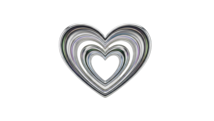 Nested Metallic Hearts on White Background