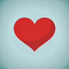 A simple, stylized red heart with a subtle shadow effect on a light blue background, representing love and emotion.