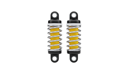 Two Yellow and Black Shock Absorbers with Silver Springs