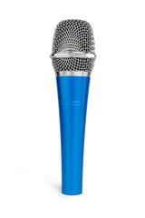 Blue dynamic microphone isolated on white background
