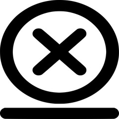 Obraz premium Black Cross Symbol: A minimalist design featuring a bold black cross mark contained within a circle and a line. Symbolizing rejection or denial.