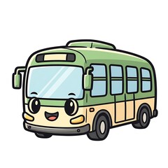 Smiling cartoon school bus vehicle.