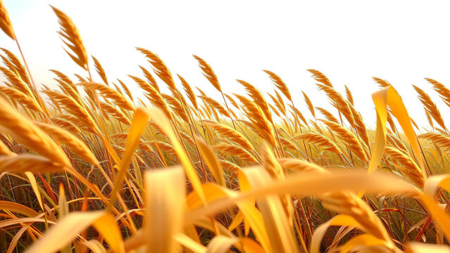 Goldene Ziergr&auml;ser im herbstlichen Wind vor hellem Hintergrund mit sanfter Unsch&auml;rfe