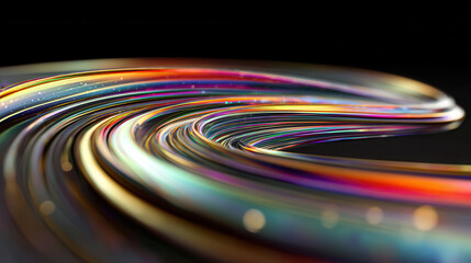 Colorful waves of light flow in a dark space creating a hypnotic effect at night