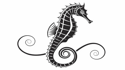 seahorse silhouette vector illustration, isolated on white