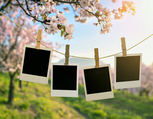 Blank memories hanging on clothesline