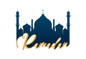 Elegant one line drawing of a mosque with domes and minarets, featuring crescent moons and a star. Simple and modern Islamic architecture outline, perfect for Eid, Ramadan, and religious designs.