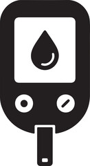 Black and white icon of a blood glucose meter