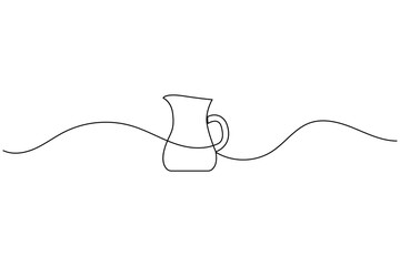 Obraz premium Continuous line art drawing of a beverage pitcher or jug