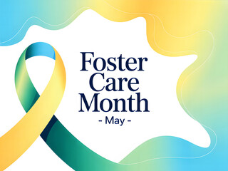 Foster Care Month awareness ribbon design celebrating children support compassion community and hope
