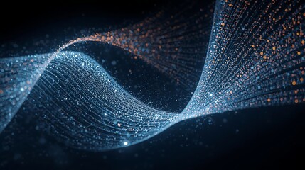 Manifestation Process Art Abstract Wave of Light Particles Flowing in a Dark Background