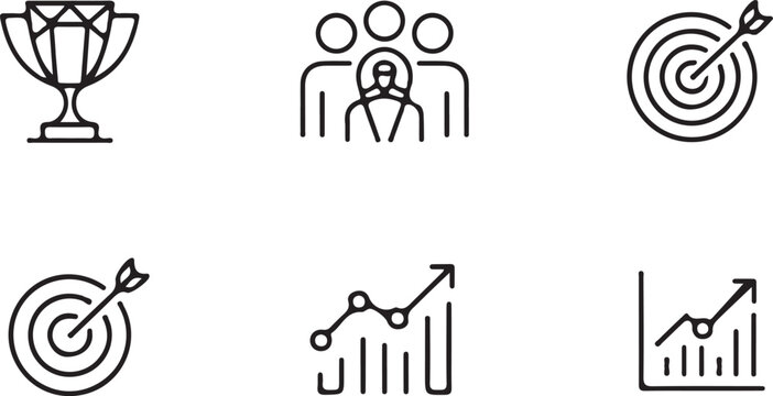 A simple line illustration depicts a small figure standing next to a large upward trending bar graph indicating significant measurable business growth and positive financial outcomes.