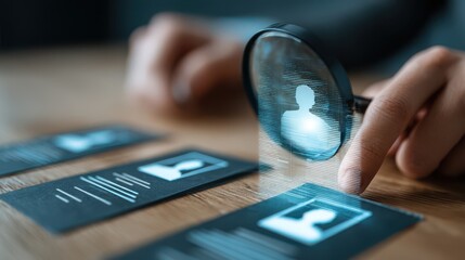 Investigating digital identities with a magnifying glass over a screen