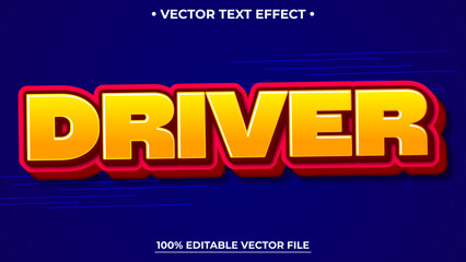 Driver cartoon 3d editable text effect style
