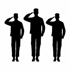 Saluting Soldiers Silhouette Flat Image