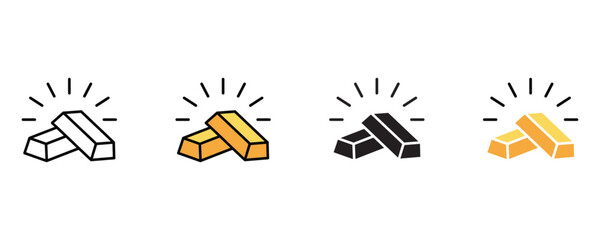 Golden and silver bar icon set vector on white background. , metallic, valuable, rich, affluent, opulent icon. vector illustration.
