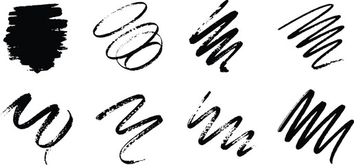 Obraz premium Bold Black Brush Strokes Seamless Pattern, Hand Drawn Ink Scribbles and Lines, Modern Minimalist Abstract Marks, Black and White Brush Texture Design.