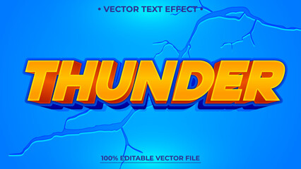 Editable text effect Thunder 3d realistic template modern style