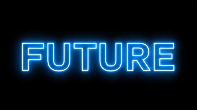 Futuristic Neon Text Future Glowing in Dark Background Representing Innovation Technology Vision and Digital Transformation