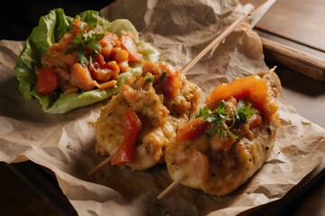 A close up of a plate of food on a table
