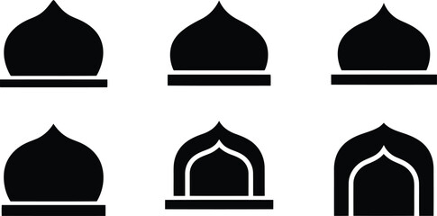 Set of Six Elegant Black Dome Icons for Design Projects © artificial_azad!