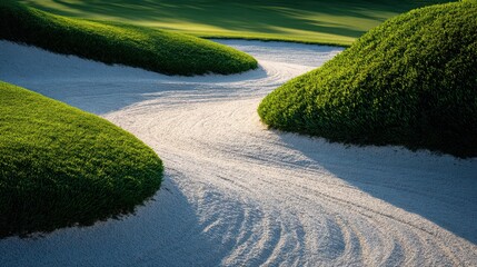 A serene landscape of a japanese zen garden with sand and greenery