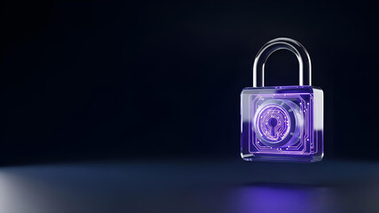 Secure Digital Lock Cybersecurity Concept on Dark Background with Copy Space