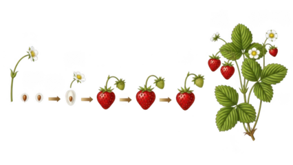 Illustration of strawberry growth and development