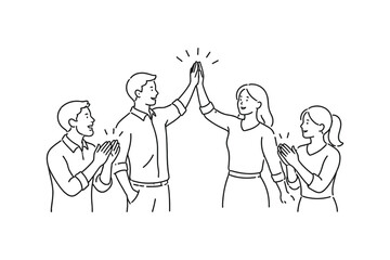 Colleagues Celebrating Success With High Five