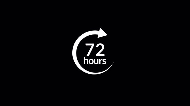 72  hours countdown circle arrow  animations speed time limit dead lines concept motion graphic in transparent background  in 4K animation