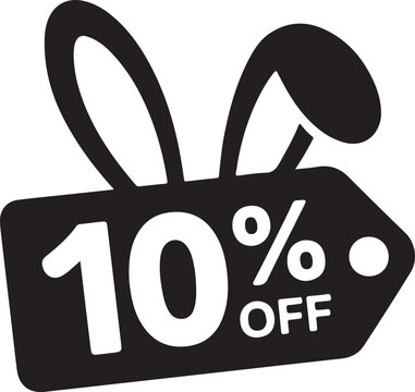 Easter Bunny Discount Tag 10 Percent Off Sale Icon