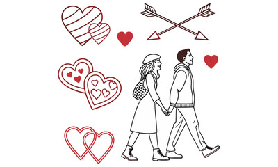 Valentine&rsquo;s-Day outline or line icon design bundle.
