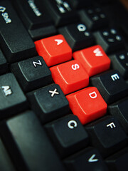 key board foe computer and butom active in black and red color