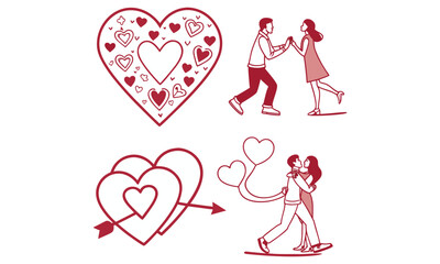 Valentine&rsquo;s-Day outline or line icon design bundle.