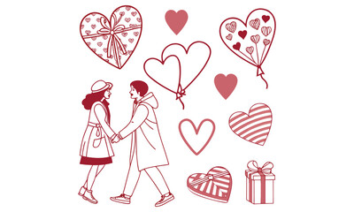 Valentine&rsquo;s-Day outline or line icon design bundle.