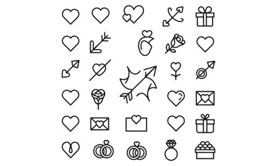 Valentine&rsquo;s-Day outline or line icon design bundle.