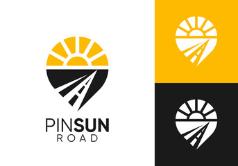 sun pin road street transportation logo design concept