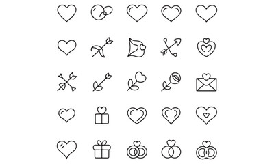 Valentine&rsquo;s-Day outline or line icon design bundle.