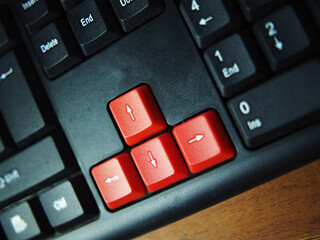 key board foe computer and butom active in black and red color