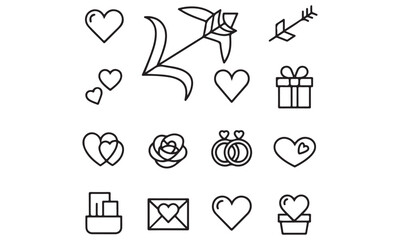 Valentine&rsquo;s-Day outline or line icon design bundle.
