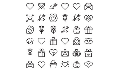 Valentine&rsquo;s-Day outline or line icon design bundle.