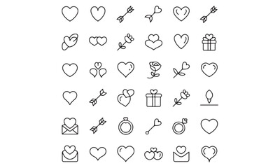 Valentine&rsquo;s-Day outline or line icon design bundle.